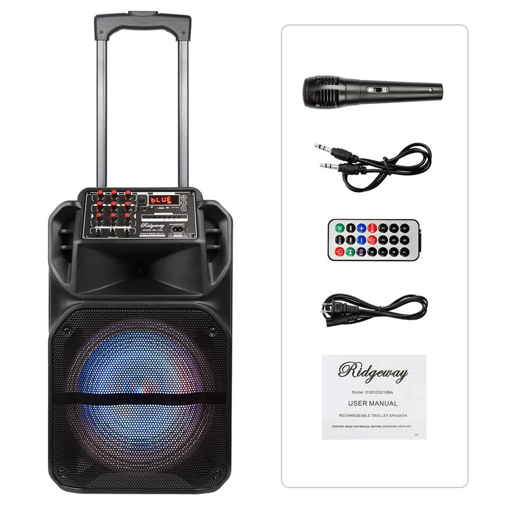 Портативный Bluetooth-динамик мощностью 9000 Вт, сабвуфер 15 дюймов, система вечеринок с тяжелыми басами, AUX и микрофон, светодиодный светильник, громкий высококачественный динамик для караоке