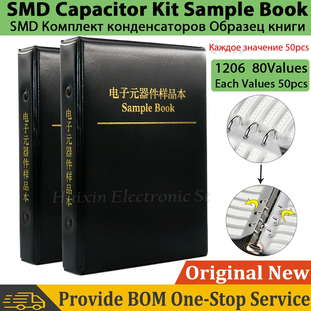 Capacitors Kit SMD Capacitor Sample Book 1206 Chip Assortment Pack 80 Values Variable Each Value 50pcs