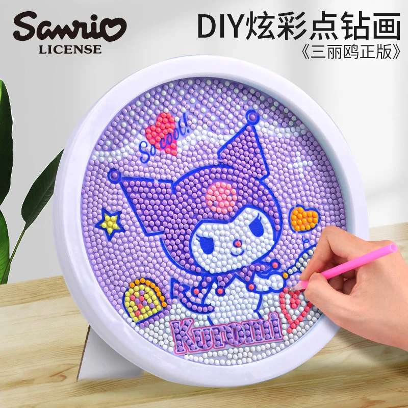 

2024 New Sanrio Cinnamoroll Kuromi Birthday Framed Diamond Painting Kit DIY Children's Room Decor Handwork Toys Handmade Gifts