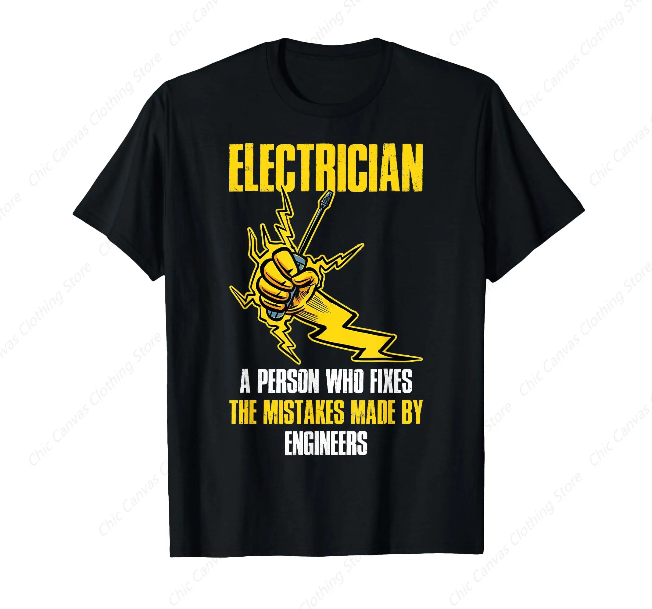 

Electrical Engineer Fashion Cool Printed Black Men's Cotton Loose Breathable Short Sleeve
