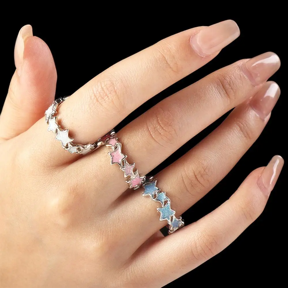 Geometric Irregular Star Ring Korean Style Alloy Y2K Open Ring Jewelry Accessories Minority Design Finger Buckle Gift
