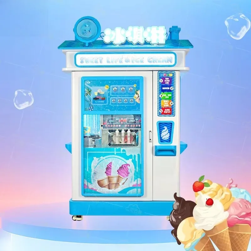 Safety Monitoring Ice Cream Vending Machine Real‑time Working Status Check Anti‑theft Lock Unmanned Commercial Ice Cream Selling