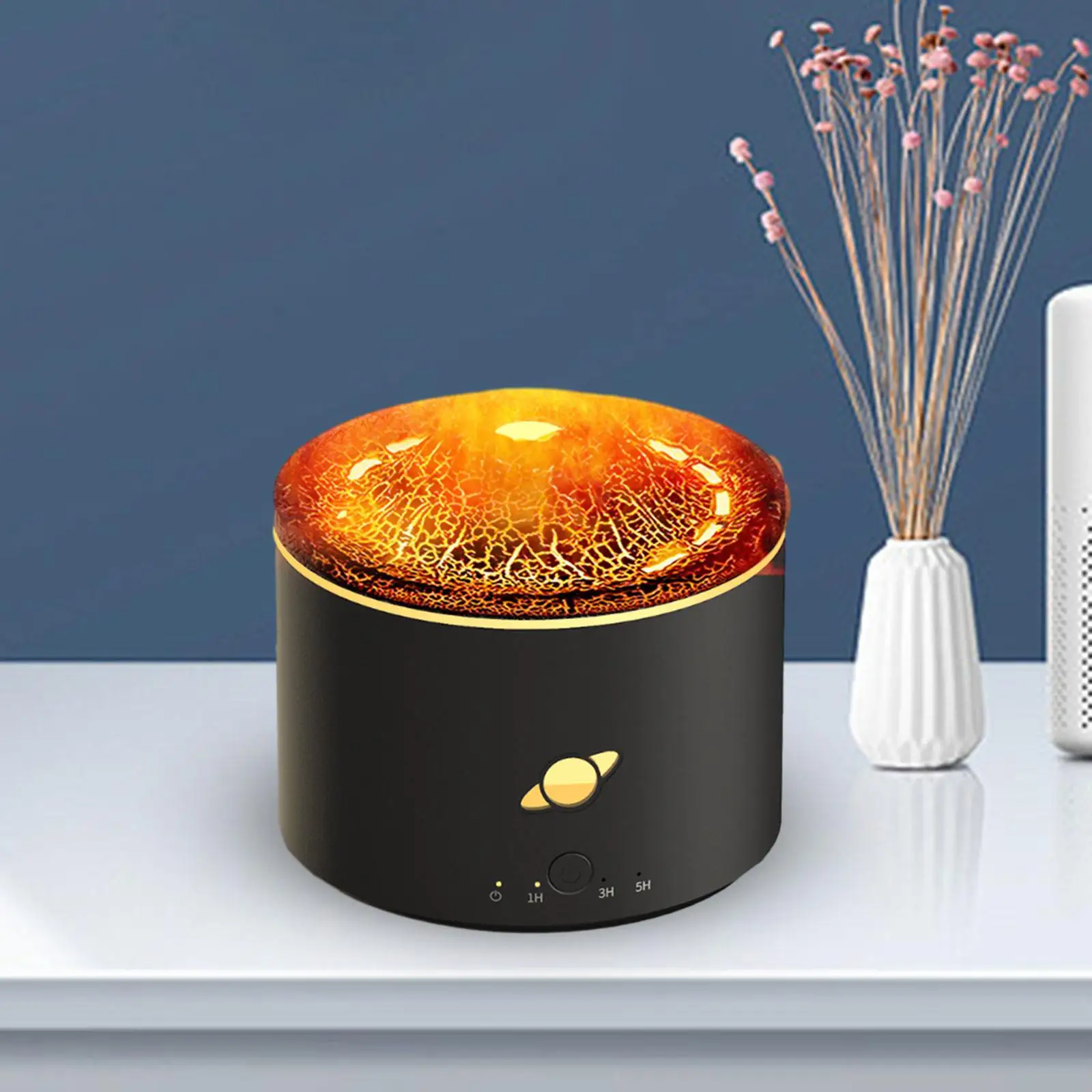 자동 차단 불꽃 아로마 디퓨저, 다채로운 주변 야간 조명 에센셜 오일 디퓨저, 거실 탁상 사무실 요가 선물