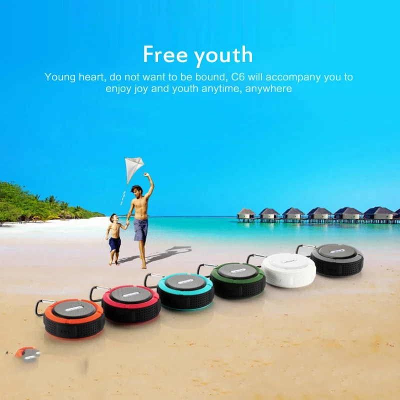 #C6 Bluetooth-compatible Speaker Big Suction Cup Bluetooth Stereo Outdoor Sports Mini Support TF Subwoofer Portable Waterproof