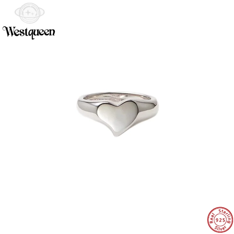 S925 Sterling Silver Westqueen Love Saturn Logo Ring, Simple, Compact and Cute