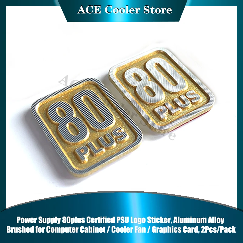 Power Supply 80plus Certified PSU Logo Sticker, Aluminum Alloy Brushed For Computer Cabinet/Cooler Fan /Graphics Card,2Pcs/Pack