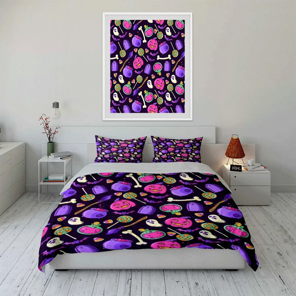 Halloween-Themed Set for Festive Decorating Exquisite three-piece bedding set gift for kids and adults