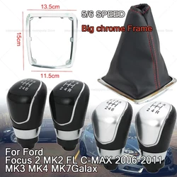 5/6 Speed MT Car Gear Stick Shift Knob with Dust Boot Cover For Ford Focus 2 MK2 FL C-MAX 2006-2011 MK3 MK4 MK7Galax - Red Line