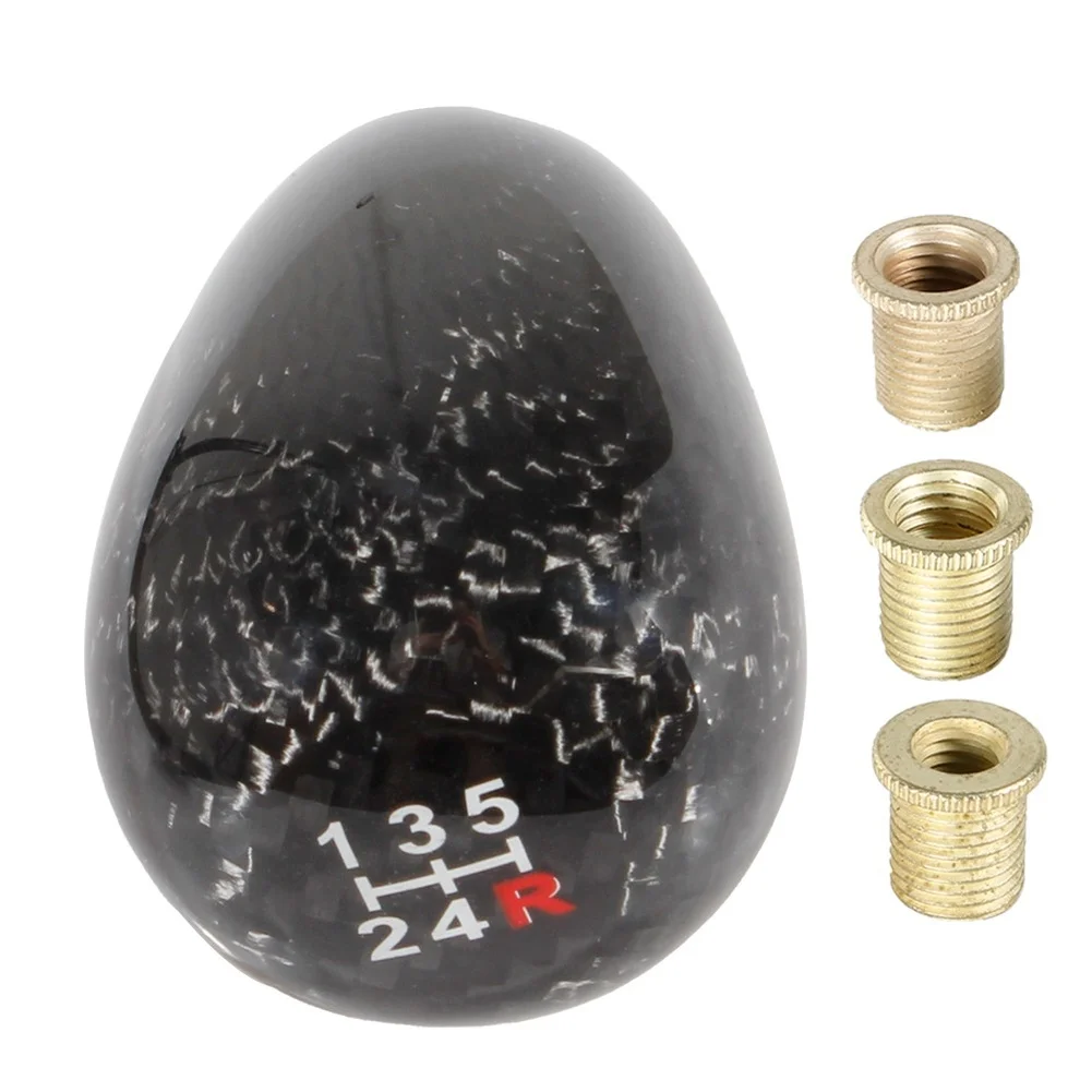 

Carbon Fiber Manual Gear Shift Knob with Aluminum Alloy Base and Ergonomic Duck Egg Shape for 5 Speed and 6 Speed