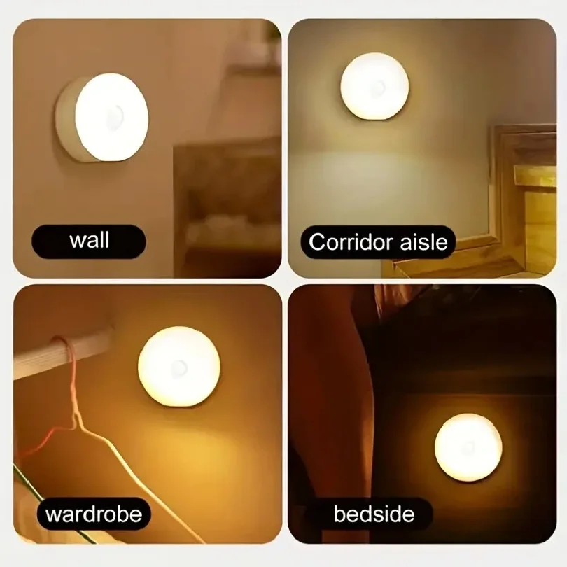 1 szt. Lampka nocna z czujnikiem ruchu - Bezprzewodowa lampa LED z detektorem ruchu do sypialni, na schody, do szafy i do dekoracji pokoju.