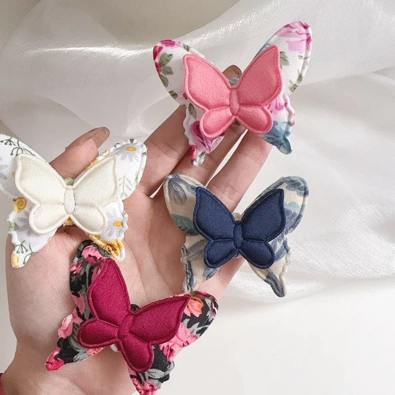 4 unids/lote nuevo Clip de pelo de lazo sólido de doble capa lindo hecho a mano para accesorios para el cabello de niños