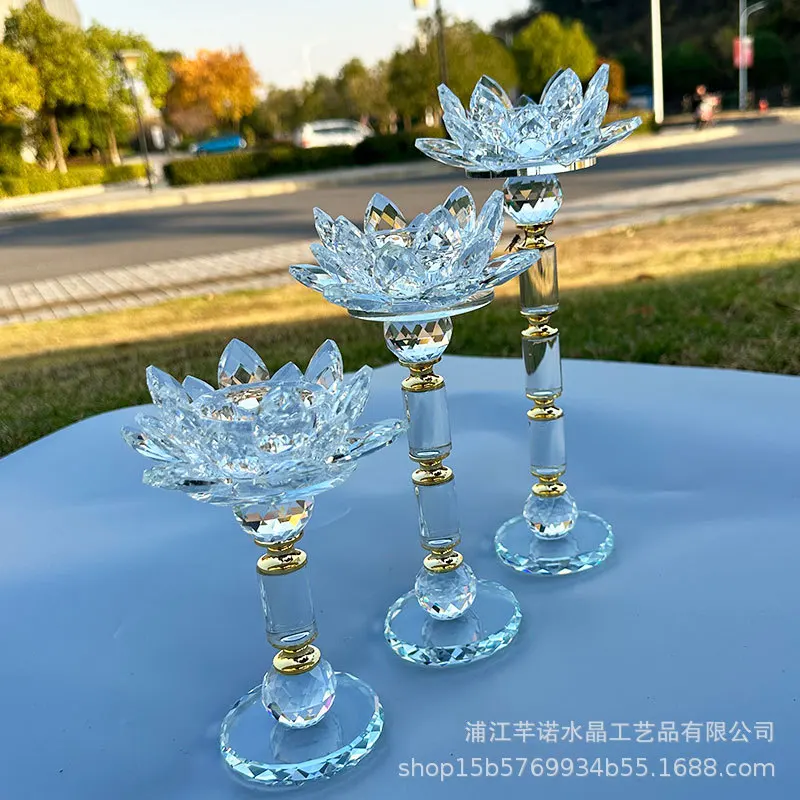 YFY  crystal candlestick alloy candlestick atmosphere arrangement temple buddha everlasting ornaments
