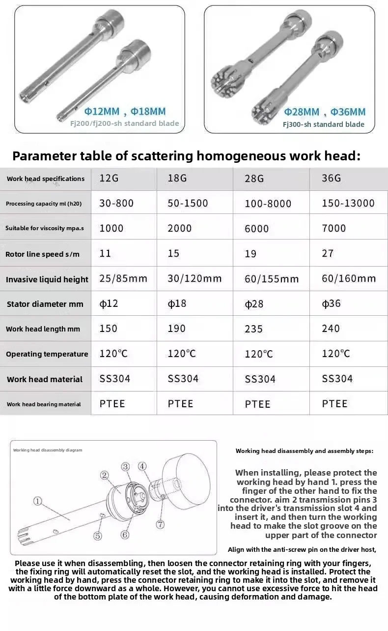 FJ200/200-SH/FJ300-SH Hochgeschwindigkeits-Scherdisperser Homogener Emulgator-Schneidkopf