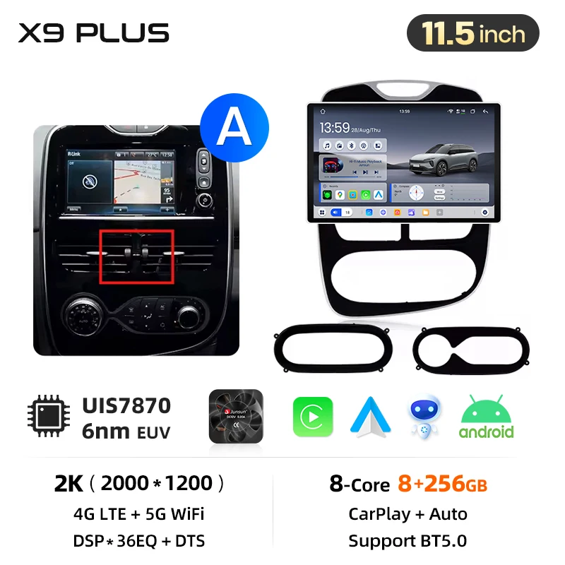 Junsun 10 inch Android 15 autoradio voor Renault Clio 4 ZOE 2012-2019 draadloos voor Apple CarPlay Auto IPS scherm stereo multimediaspeler automotive slimme intelligente systemen 2 Din autoradio head