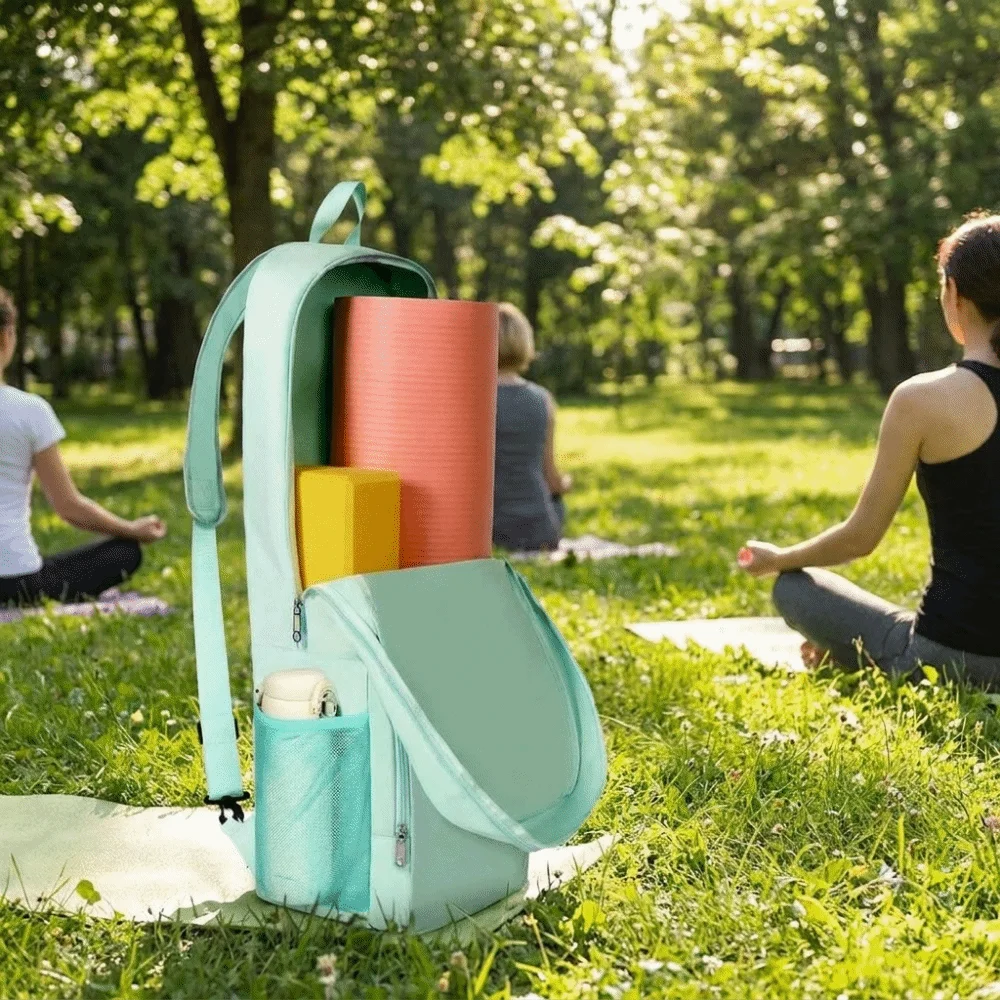 Lightweight Yoga Mat Bag Water-Resistant Waterproof Exercise Mat Shoulder Bag Side Mesh Pocket Large Capacity Gym Yoga Bag