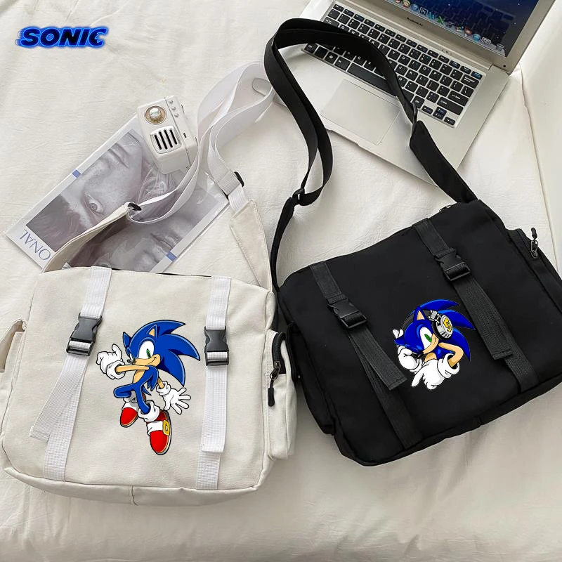 Sonics Shoulder Bag Boy Girl Cute Cartoon Anime Crossbody Bags Fashion High-capacity Commuting Handbag Trendy Canvas Bag Gift