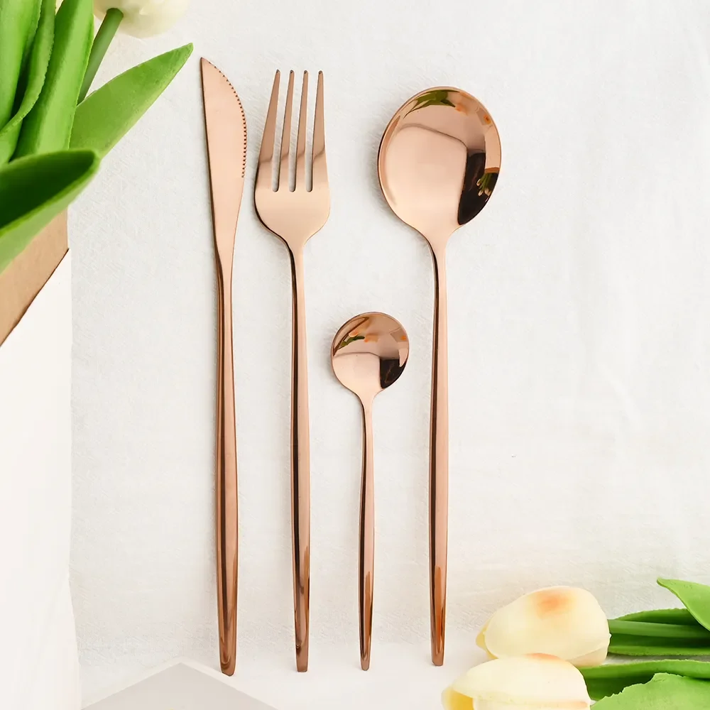6 Person Flatware Set 24Pcs Mirror Polished Stainless Steel Cutlery Set Festive Gift Package Western Tableware for Dinner Party