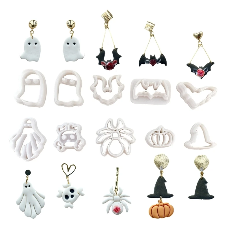 

10Pcs Halloween Themed Clay Cutter, Halloween Clay Earring Cutter Clay Molds Clay Earring Cutter for Clay Jewelry Making