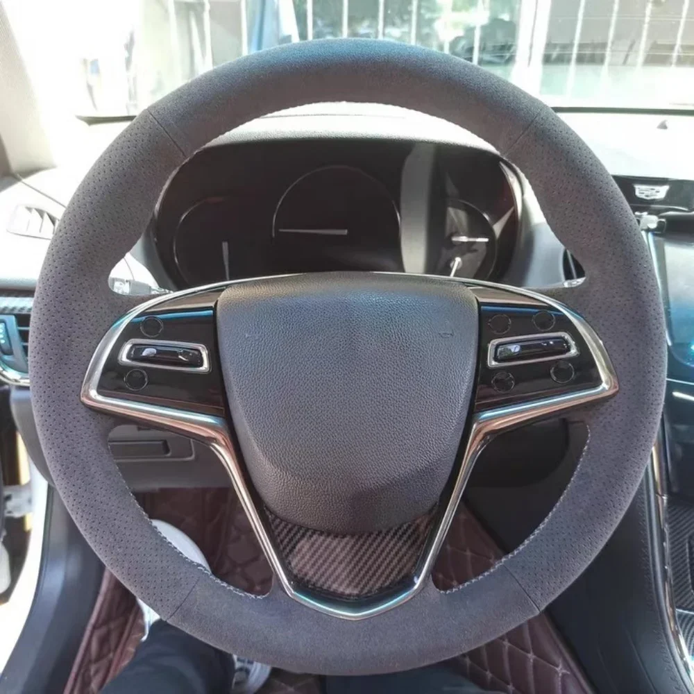 

Чехол на руль автомобиля «сделай сам», удобный замшевый чехол для Cadillac CTS 2014-2016 ATS 2013-2015, аксессуары для салона автомобиля, рулевая пленка