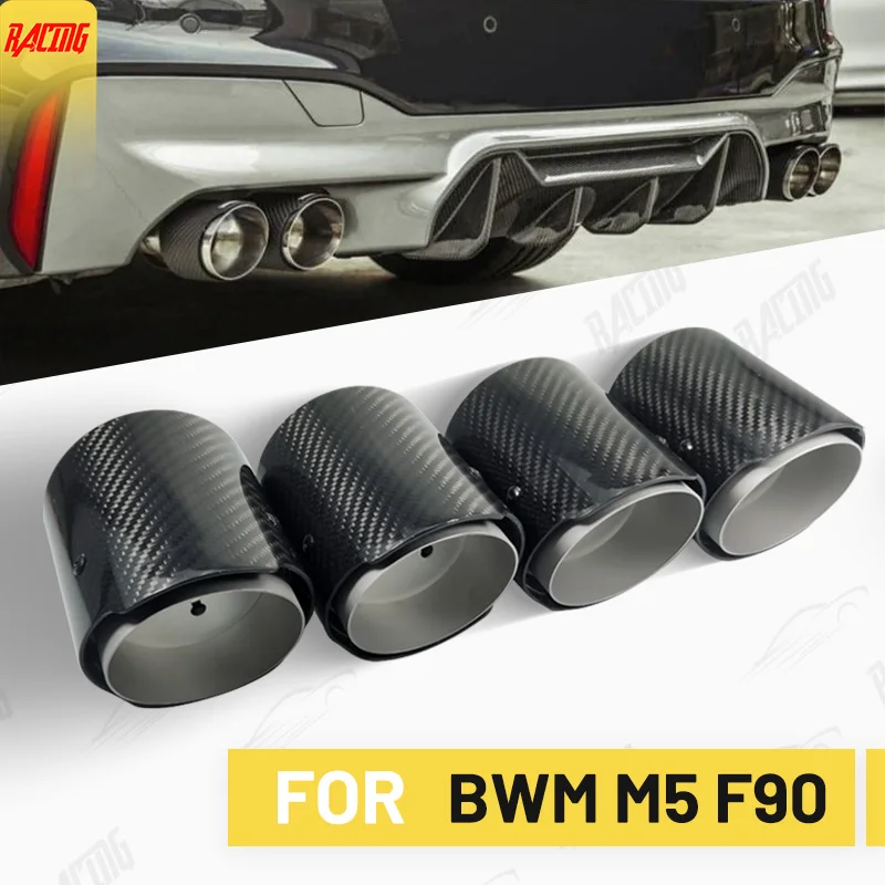 4 PCS Exhaust Tips for BMW M5 F90 carbon fiber upgrade Modified muffler Exhaust Pipe