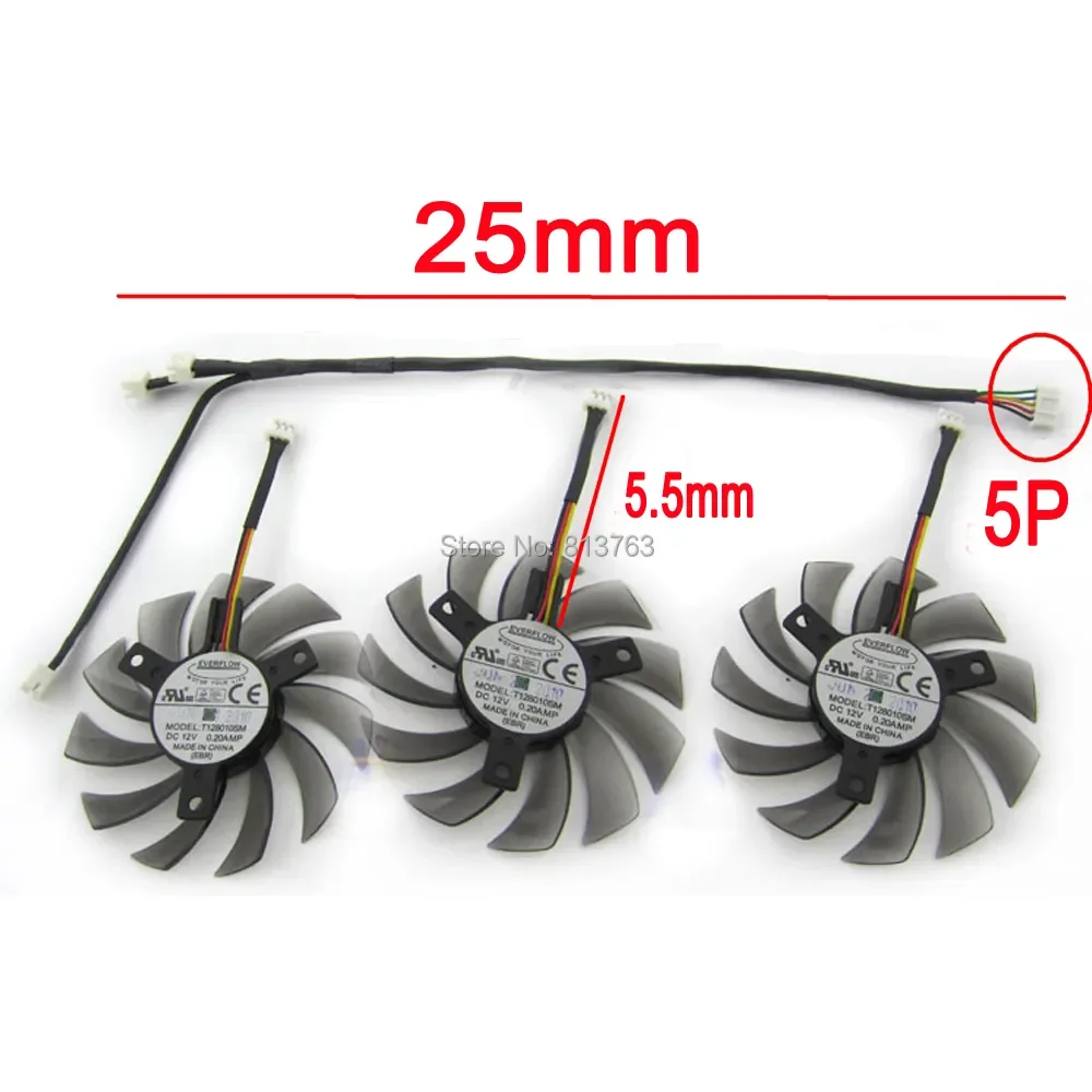 T128010SM 75mm 40x40x40mm 5Pin 4Wire VGA Video Card Fan For Gigabyte GTX460 470 570 580 670 HD5870 Cooling Fan 5Pin