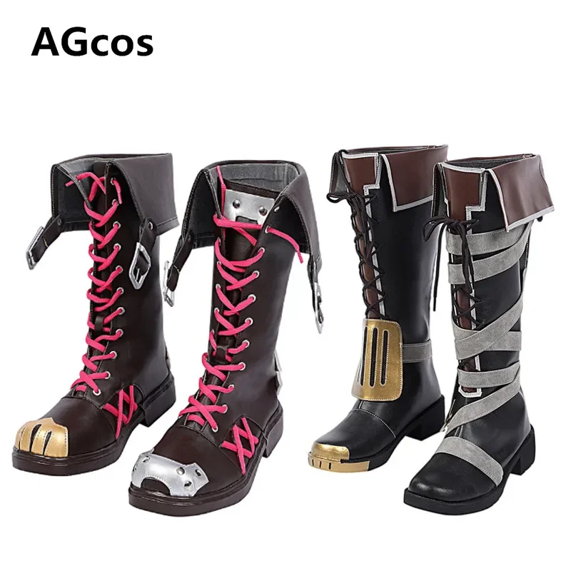 AGCOS Game LOL New Skin Anetflix Series Arcane VI and Jinx Cosplay Shoes Game Halloween Cos Boots Shoes