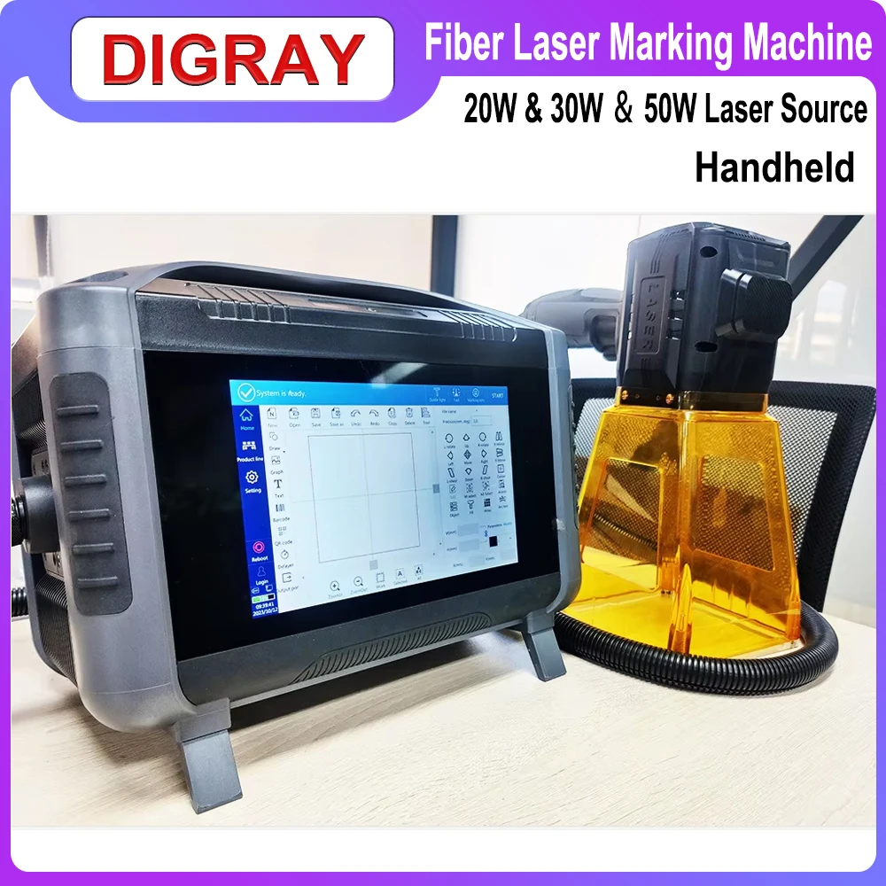 DIGRAY 30W 50W Protable Hand-held Fiber Laser Marking Machine For  Engraving DIY Print Metal Gift LOGO QR BAR Code Word IMag