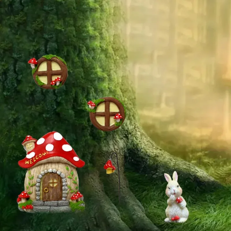 

Новый креативный грибной декор из смолы, подвесные двери и окна, потрясающие открытый сад, двор, вилла, дерево