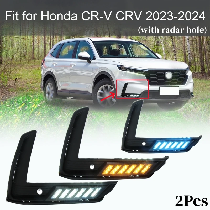 

Car LED Fog Light Sequential Flash Turn Signal Lamp For Honda CR-V CRV 2023-2024 (with radar hole)