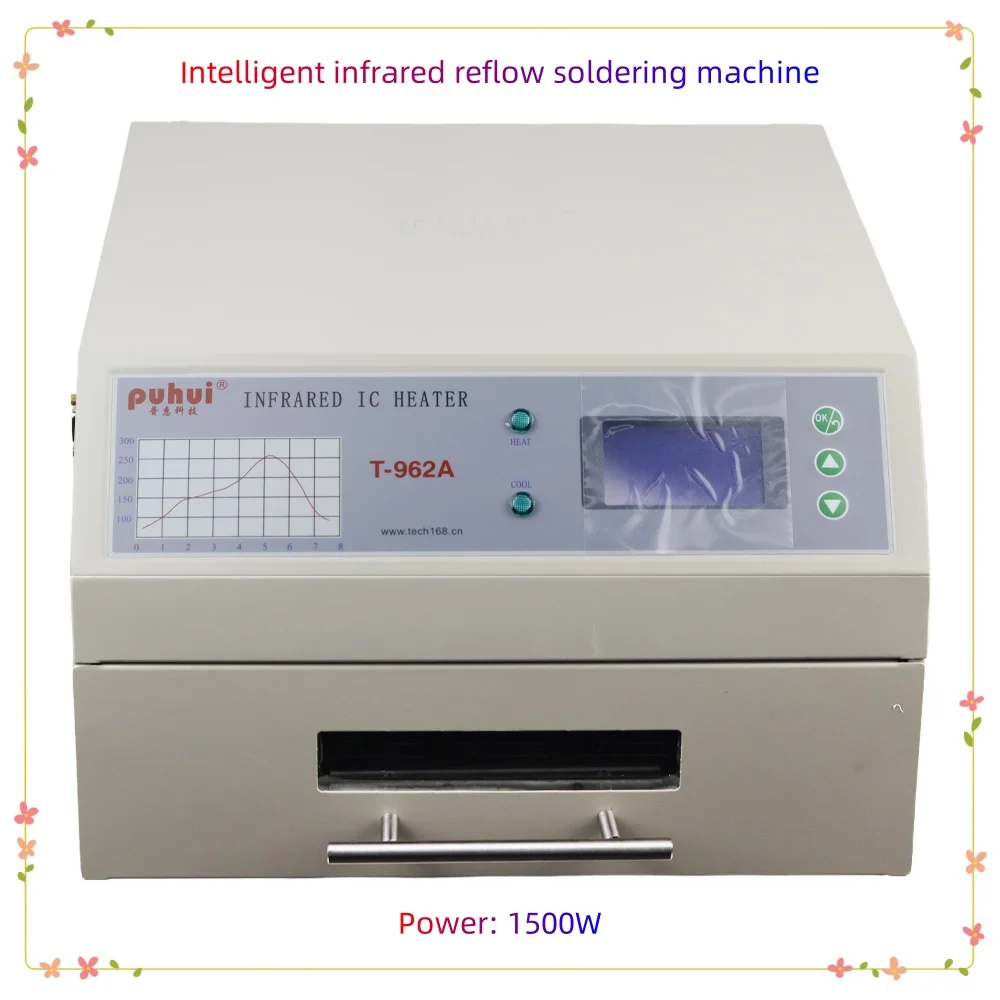 

Puhui T-962A 1500 Вт Инфракрасный интеллектуальный сварочный аппарат оплавления 110 В/220 В Зона сварки 300 x 320 мм