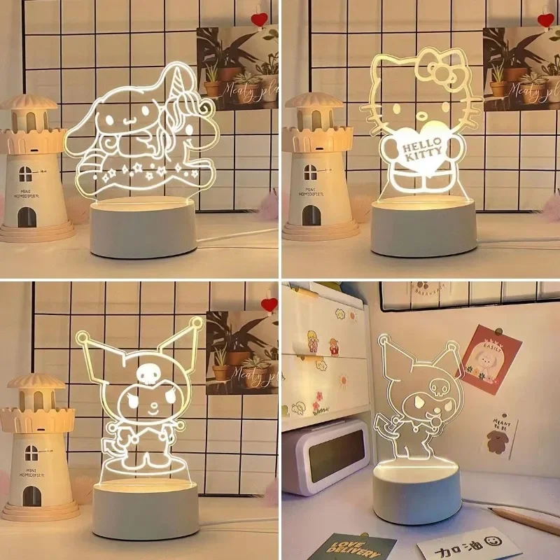 Sanrio Night Light Anime Hello Kitty Melody Kuromi Cinnamoroll LED Light Bedroom Room Decoration Kids Toy Children Birthday Gift