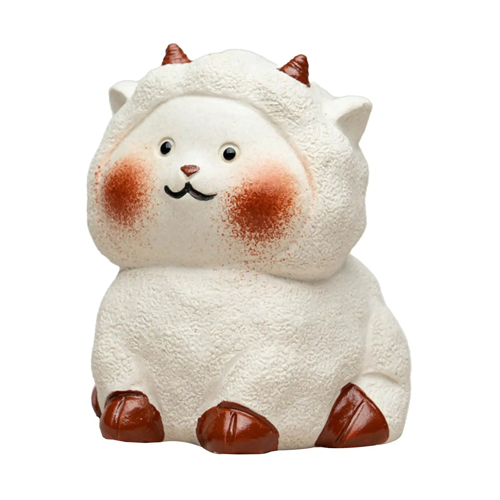 Sheep Statue Handcrafted Artwork Tea Pet Ornament for Table Bookcase Bedroom