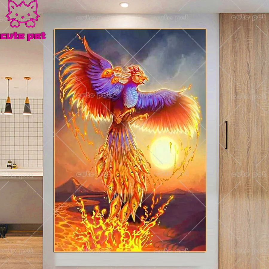 cute pet Diy diamond painting Phoenix Divine bird full Square round drill cross stitch 5d Diamond Embroidery mosaic home decor