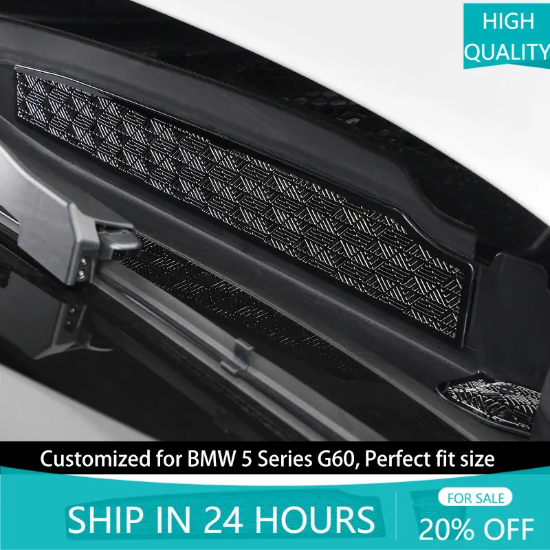 NEW1 For BMW 5 Series G60 2024 3PCS Stainless Steel Car Engine Front Water Drain Cover Windshield Anti Blocking Protective Stick