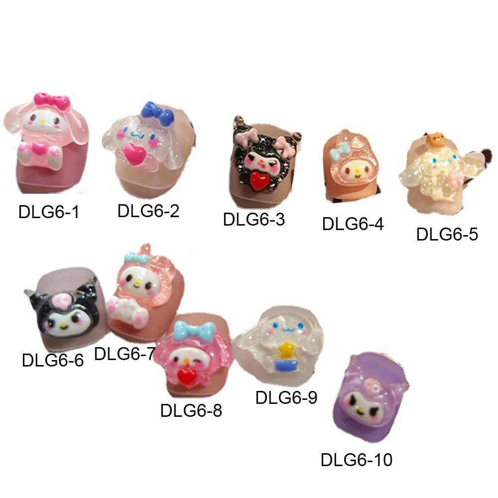 50 Stuks Nieuwe Kuromi Cartoon Nagel Accessorie Leuke 3D My Melody Hars Mini Dier Sanrio Serie DIY Nail Charm voor meisje Festival Gift