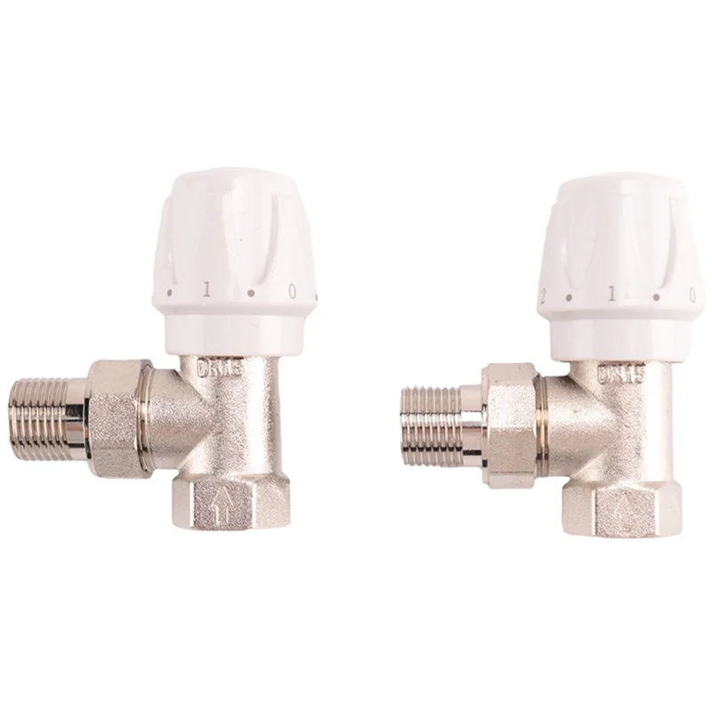 AC56-Thermostatic Radiator Valve 2Pcs 15Mm X 1/2Inch Thermostatic Angle TRV Thermostatic Radiator Valve For Home Office