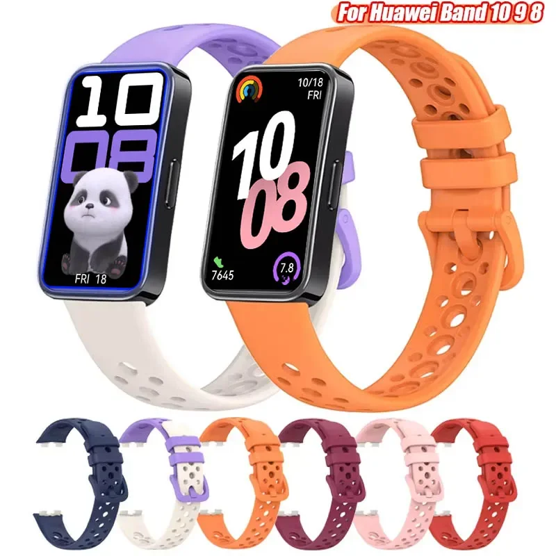 

Watchband For Huawei Band 10 9 8 Silicone Strap Breathable Replacement Wristband Bracelet For Huawei SmartBand 9 10 Accessories