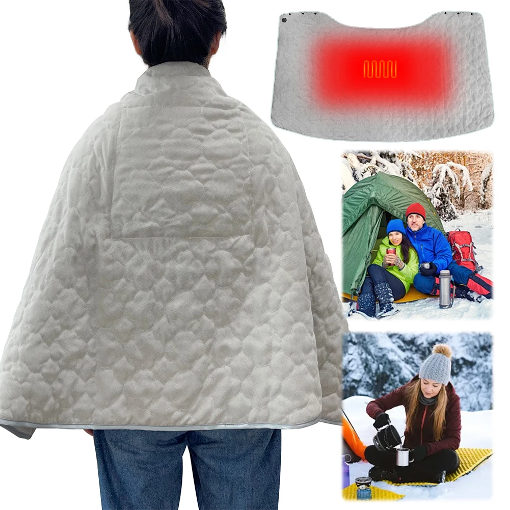 USB Heated Shawl Wearable Heated Poncho Throw 3 Heating Level Portable Poncho Wrap Heated Throw Blanket for Indoor Outdoor - Image 2