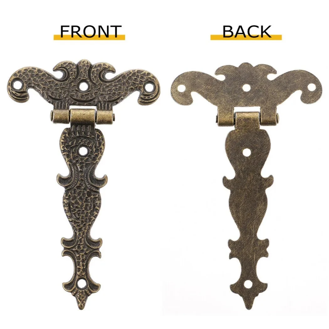 2pcs Cabinet Door Butt Hinges Vintage Brass Plated Large Hinge Big Decorative Jewelry Wooden Box Furniture Fittings 113*69mm