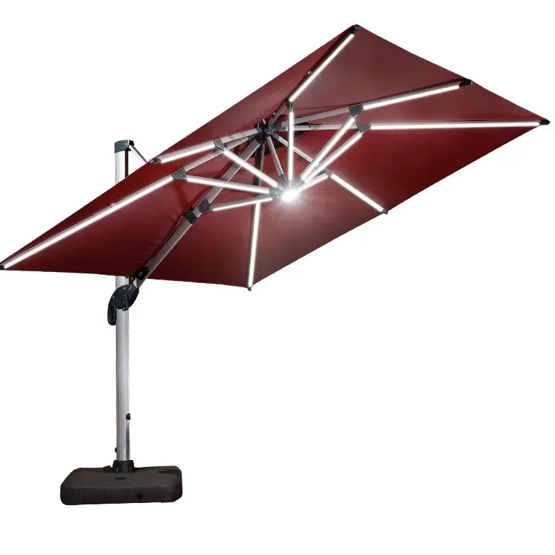 Wholesale 12 FT UV Protection Solar Parasol Big Size Sun Patio Umbrella for Outdoor Beach Garden Hotels Parks with Light