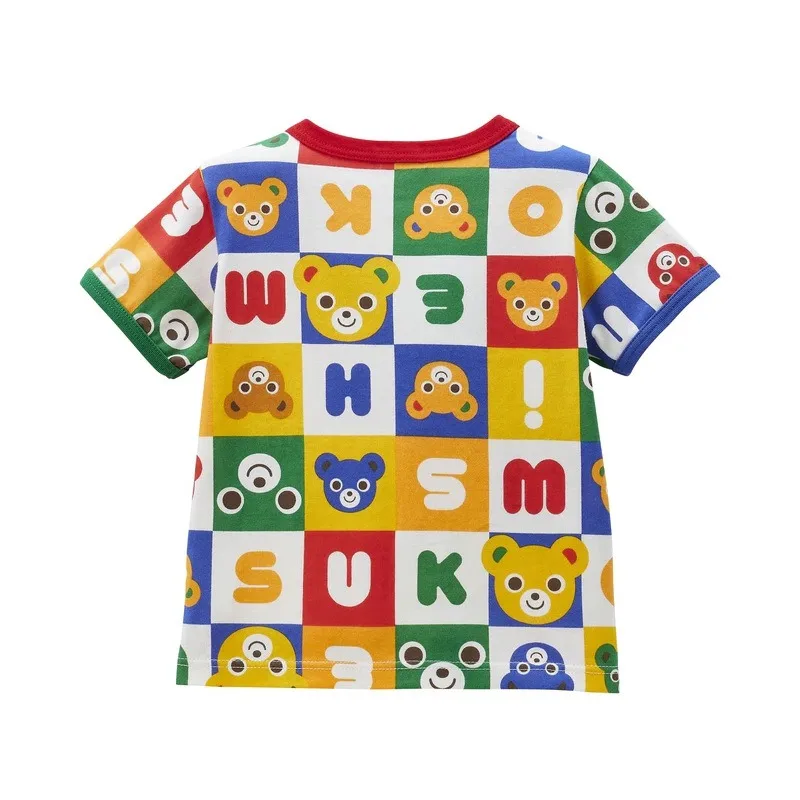 Camisetas de manga corta para niños, ropa de oso de colores de dibujos animados, Tops bonitos para bebés, Top gráfico, ropa Infantil