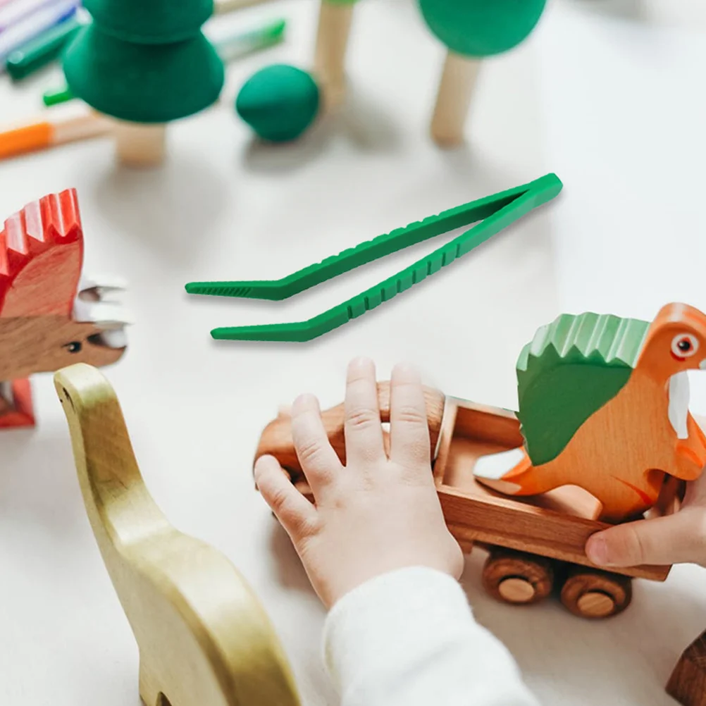 Pinça de plástico com cabeça curvada, 6 peças, ferramenta de aprendizagem para crianças, coleta de insetos para artesanato, classificação de contas, exploração ao ar livre, educacional