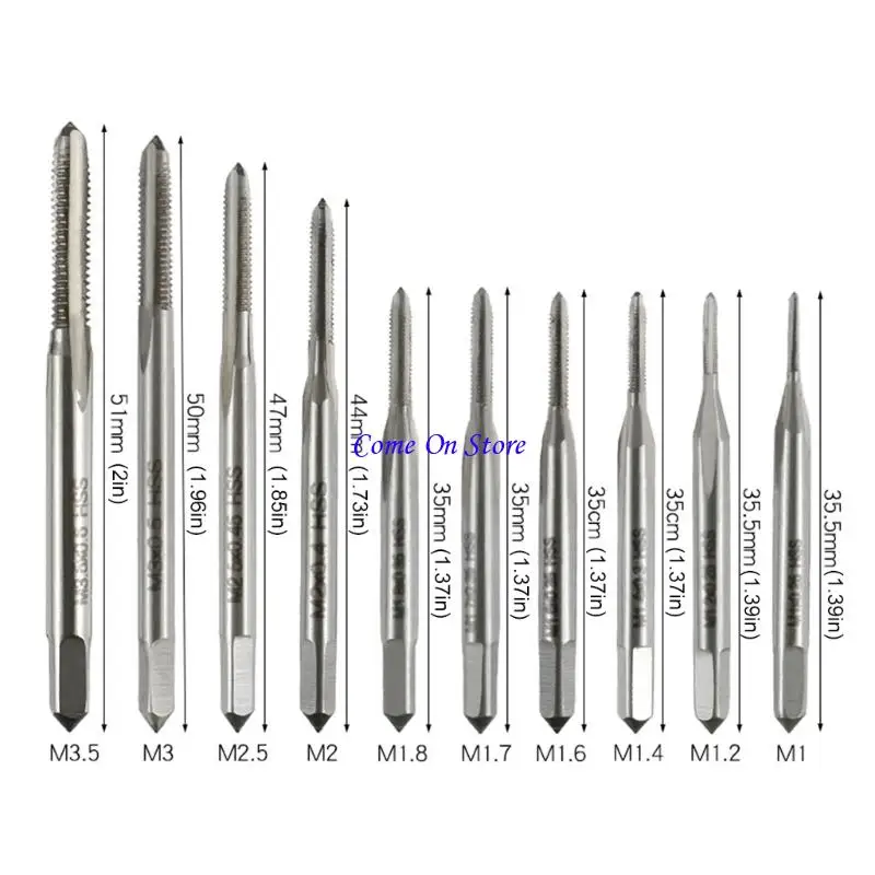 M6CF Pack of 11 Mini Straight Flute High Speed Steel Tap for Precisions Thread Cutting 1.0 to M 3.5 in Handcraft and Repair