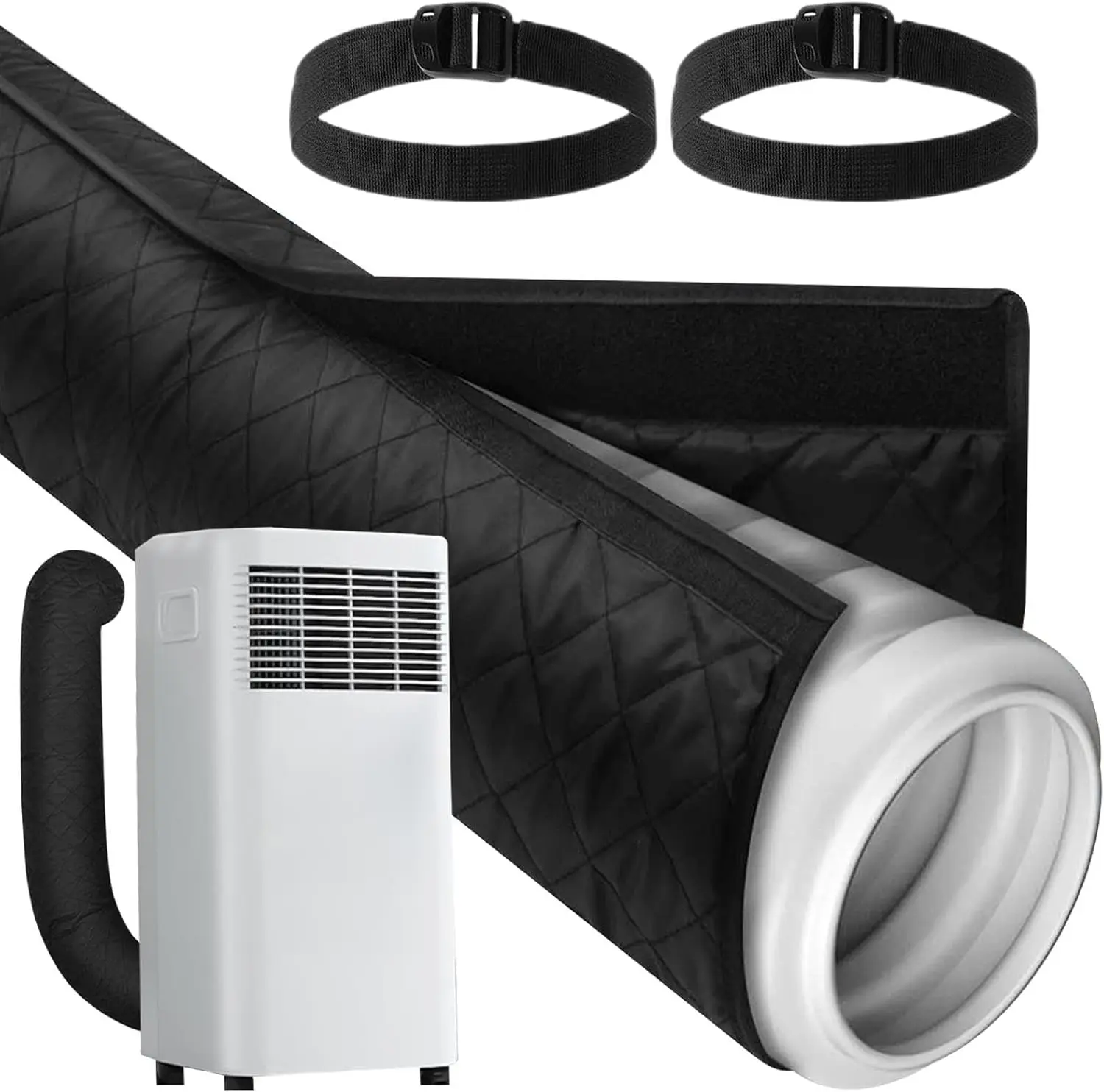 

Adjustable Straps Air Conditioner Hose Cover Waterproof with 2 Buckle Straps Hose Insulation Cover Heat Insulation Protective