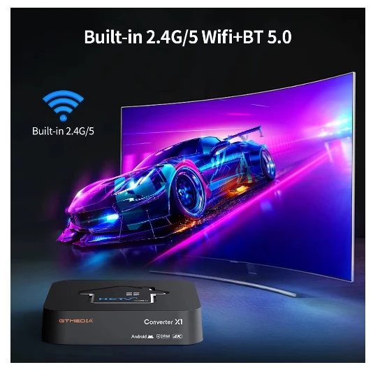 أصلي] محول GTMEDIA HDTV جديد لعام 2025 X1 ATSC3.0 4K HD TV BOX ATSC جهاز فك ترميز ذكي مدمج واي فاي BT 5.0 حار في الولايات المتحدة الأمريكية وكندا المكسيك