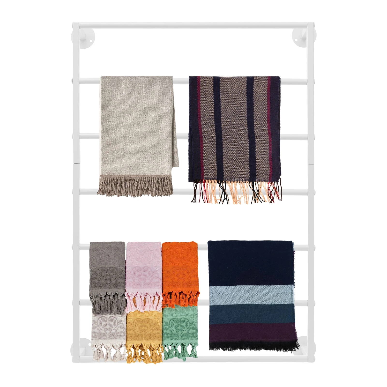 

Wall Mounted Display Rack, 7-Layer Wall Wrapping Paper Ribbon Organizer for Flower Shop, Tie Scarf Rack Belt Towel Holder Retail