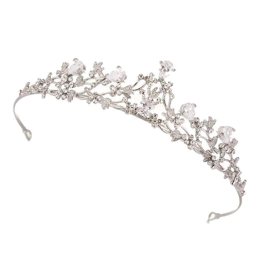 Romantic Bride Tiara Crown Headdress Premium Material Delicate Decor Shiny Bridal Hair Ornament Wedding Celebration Performance
