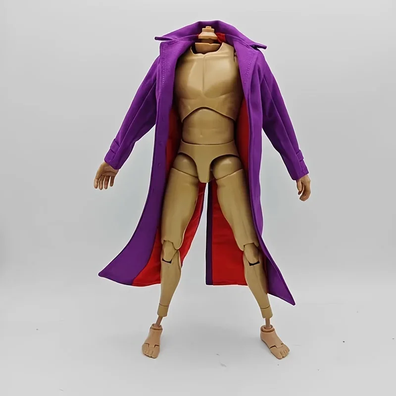 Męska kurtka wiatrówka w skali 1/6, fioletowy płaszcz, model pasujący do 12-calowej figurki akcji, akcesorium do zabawek.