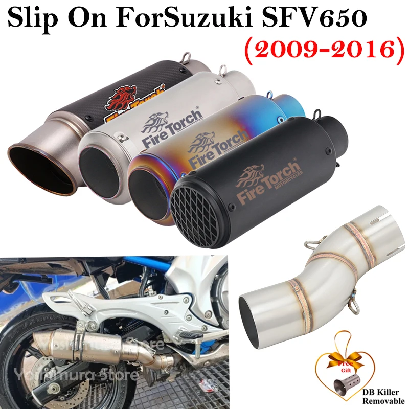 

Slip On For Suzuki SFV650 SFV 650 Gladius 2009 - 2016 Motorcycle Exhaust Escape Systems Middle Link Pipe Moto Muffler DB Killer