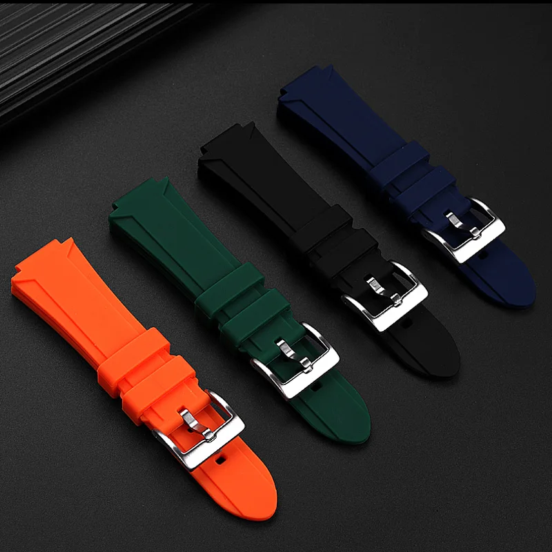 12mm Raised silicone Wristband For Louis Vuitton LV Q1121 Q114k TAMBOUR silicone watchband waterproof rubber bracelet